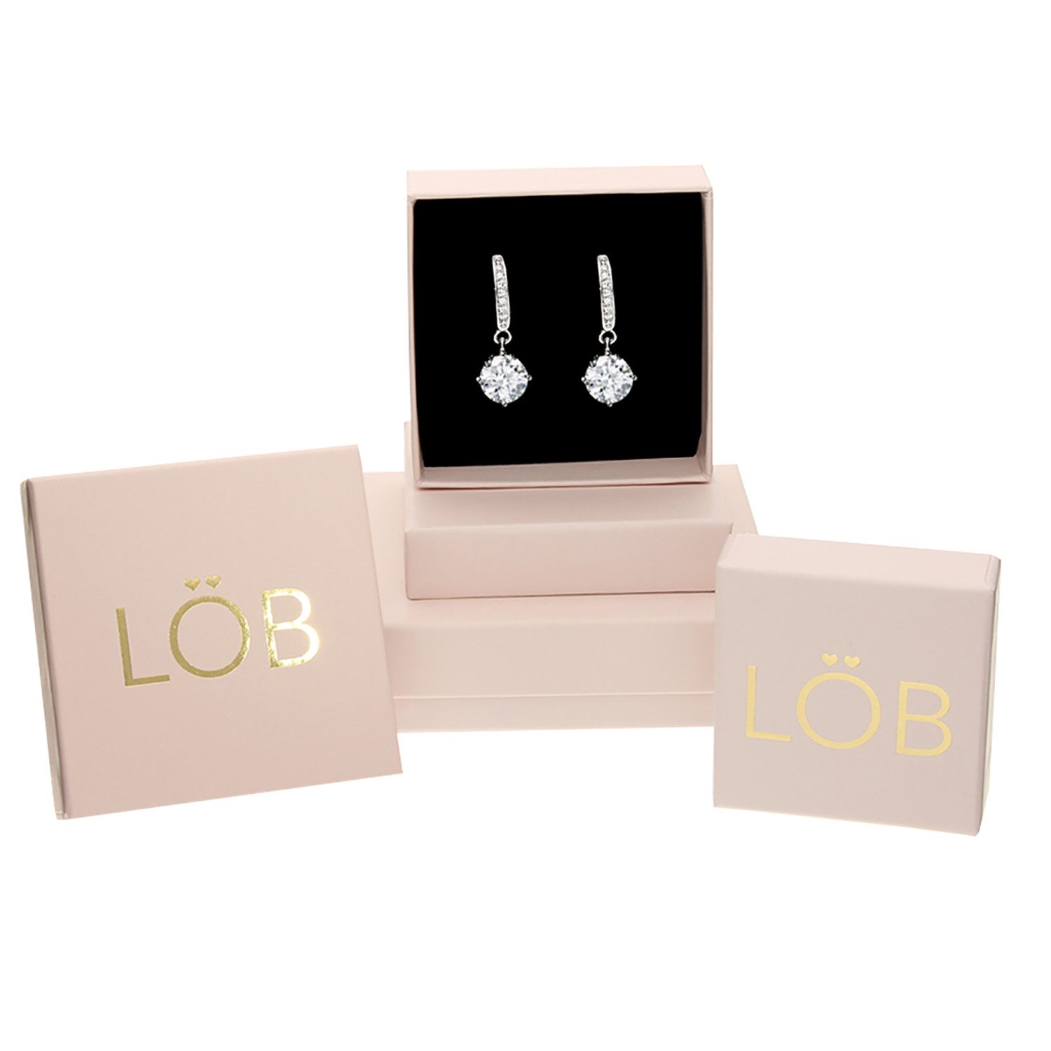 LÖB Paar Ohrhänger Ohrringe Hängend Silber Tropfen Zirkonia Steinen Anhänger Tropfenform (Geschenke für Frauen Damen Beste Freundin Mutter Mama Ehefrau Oma sie zum Geburtstag Schmuck Sommer, Inkl. Schmuckbox), Damen Ohrhänger Strass Steinchen Diamant Form Klein Kurz Brautschmuck