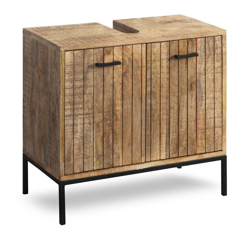 Main Möbel Waschbeckenunterschrank Waschbeckenunterschrank 60x60cm 'Life' Mango & Metall schwarz