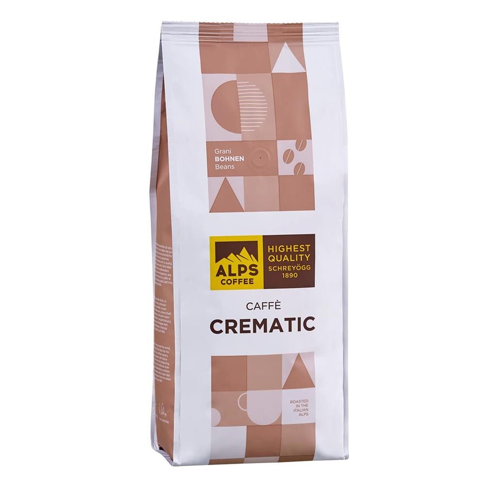Alps Coffee Kaffee Caffè Crematic 1000g Kaffeebohnen Kaffee, 1 x 1000 g, besonders weich, bekömmlich und aromatisch