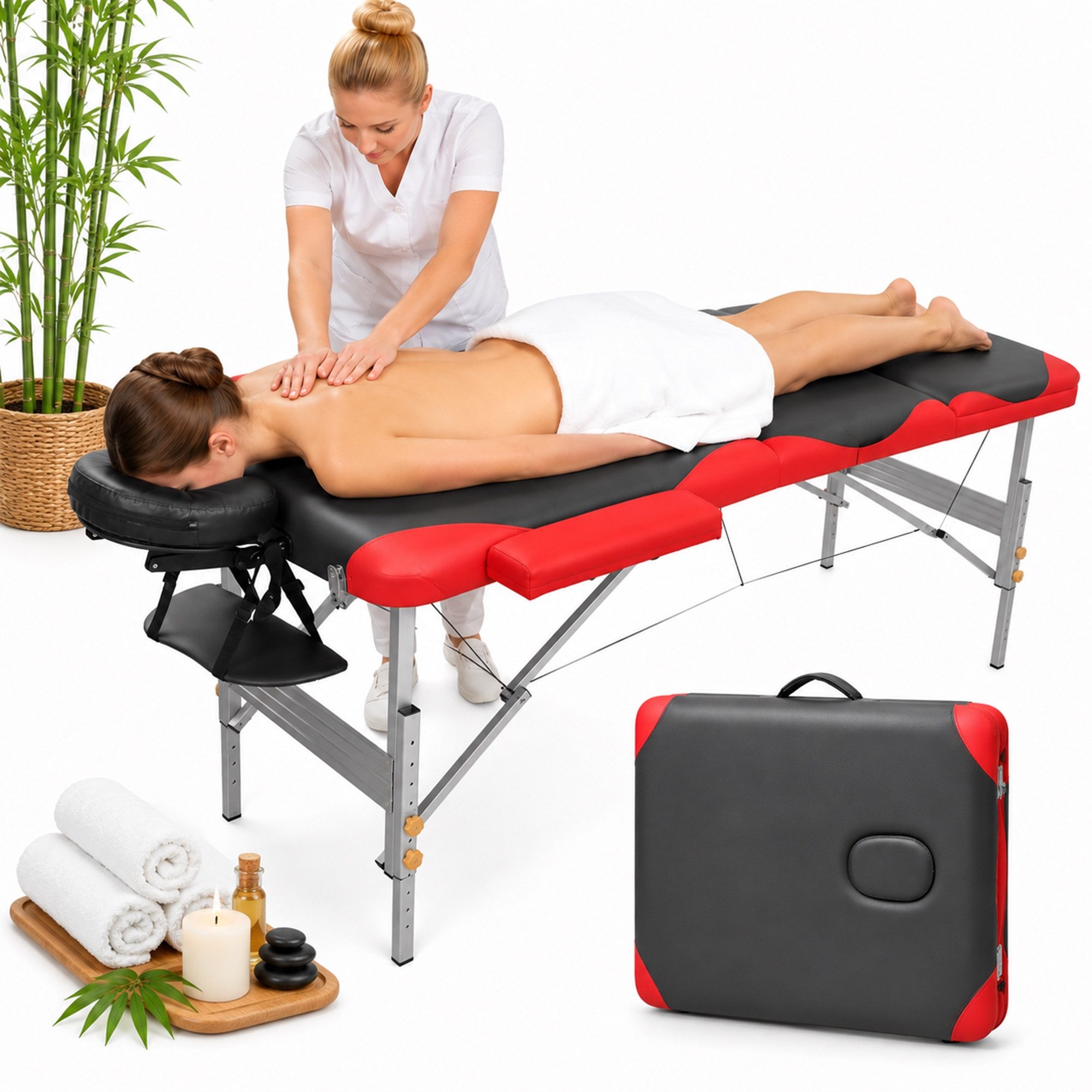 Mucola Massageliege Massageliege 3Zonen Kopfstütze Ergonomisch Leicht Tasche Kosmetikliege (Stück, 1-St., Premium-Liege), Extra dicke Polsterung