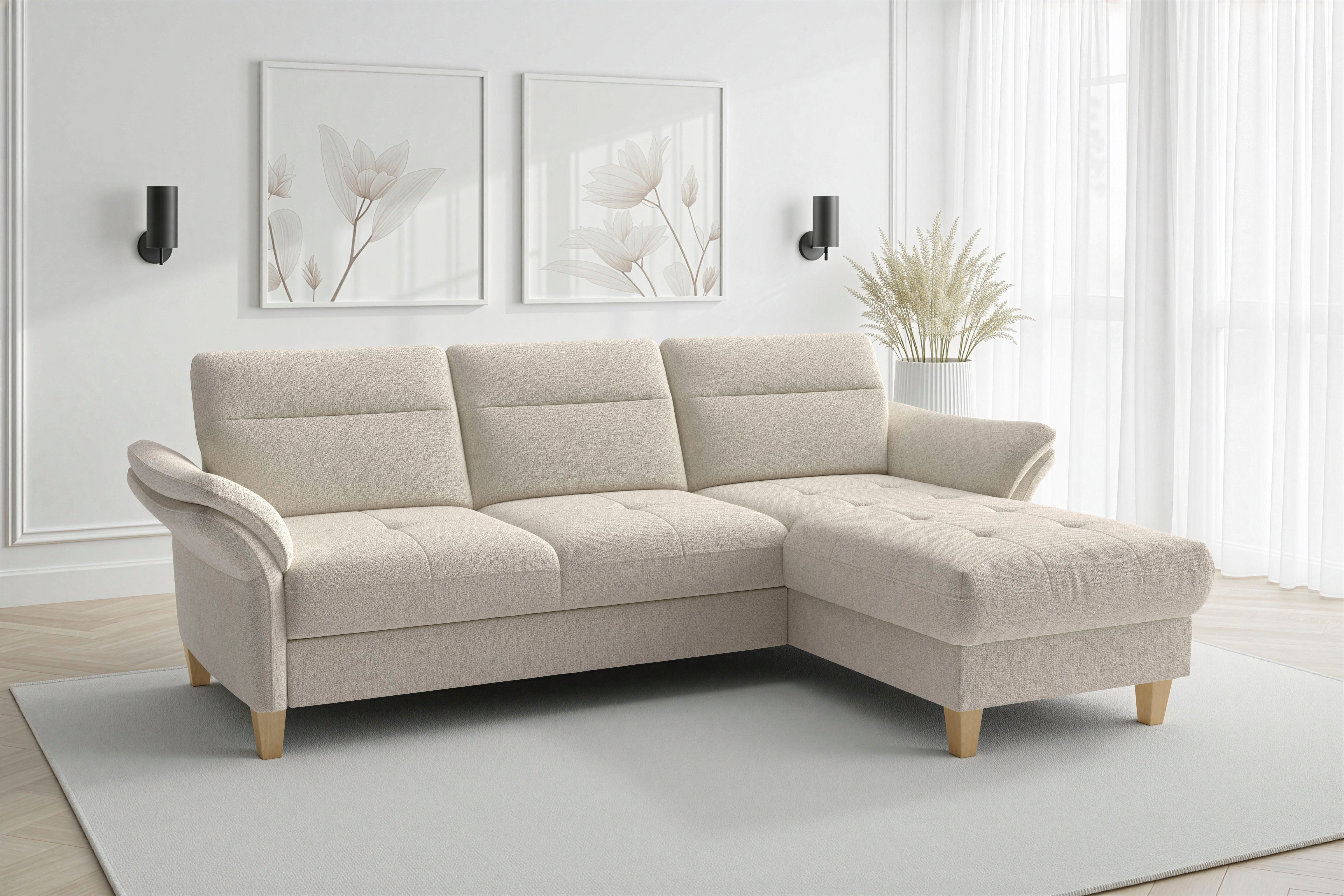 sit&more Ecksofa Pamela L-Form, B: 230 cm, optional Schlaffunktion & Bettkasten, wahlweise mit Armteilverstellung, Sofa mit Federkern, Sitzhöhe: 48 cm