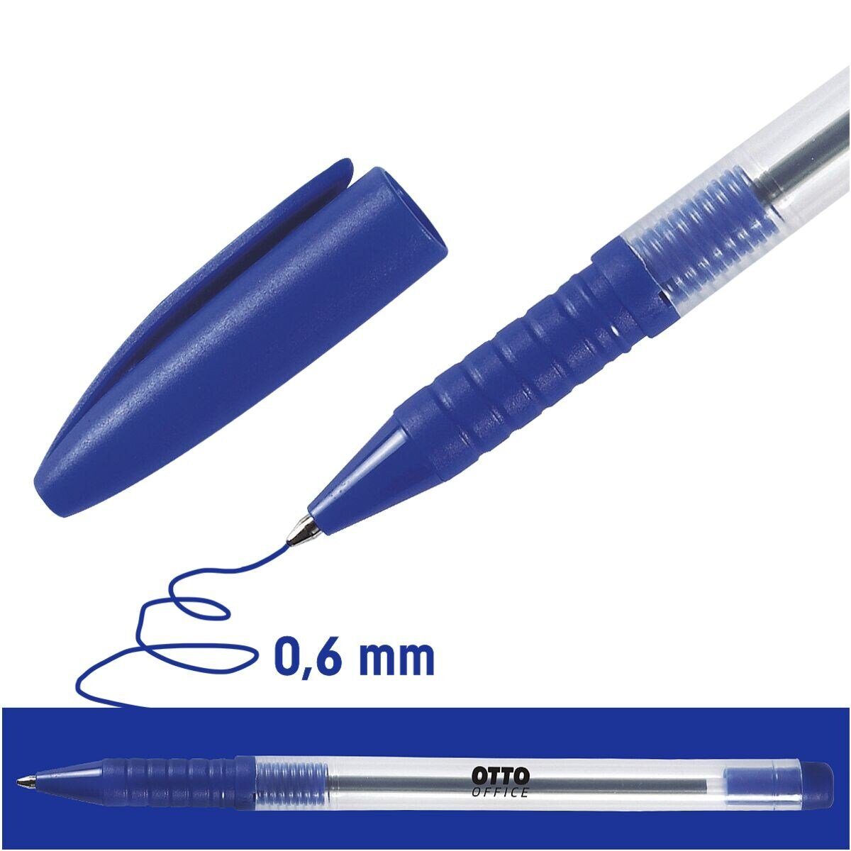 Otto Office Budget  Office Budget Kugelschreiber Eco Stick, Kunststoff-Taschenclip, transparentes Gehäuse blau