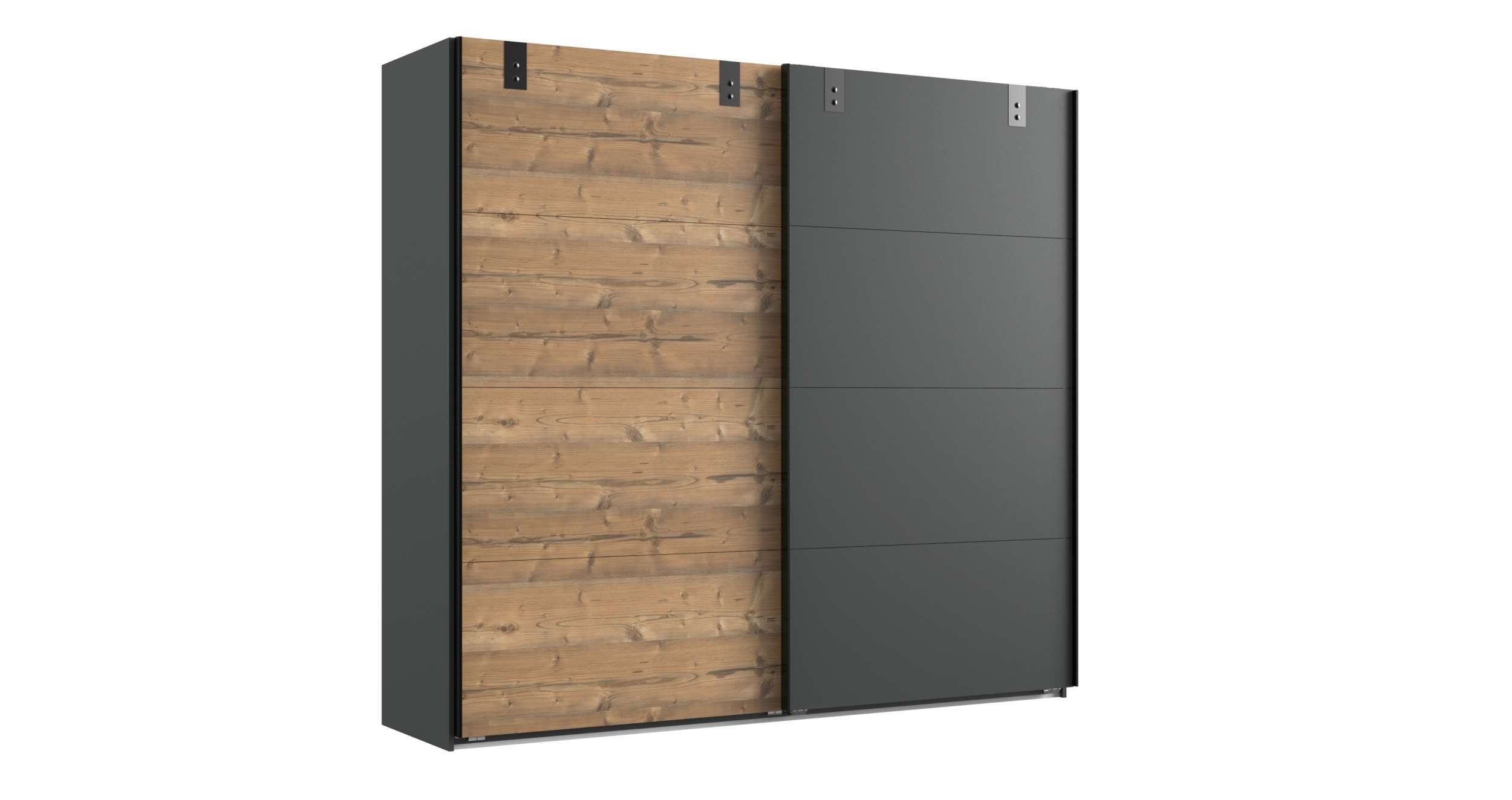 Stylefy Schwebetürenschrank Madrid I (Kleiderschrank, Mehrzweckschrank) mit 2 Schiebetüren, aus Holzwerkstoff, Modern Design, viel Stauraum, variabel stellbar Edeltanne - Graphit