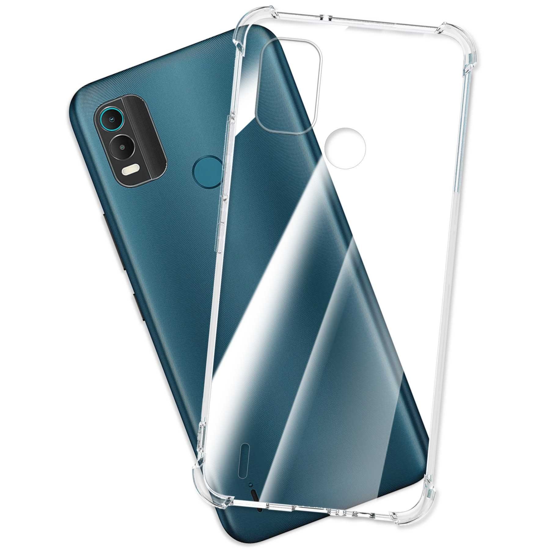 mtb more energy Smartphone-Hülle Clear Armor Case für Nokia C21 Plus (6.52), Transparente TPU Schutzhülle Case Backcover mit Anti-Shock Verstärkung