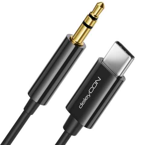 deleyCON deleyCON 2m 3,5mm Klinke auf USB-C Kabel AUX 3,5mm Klinkenkabel Audio USB-Kabel