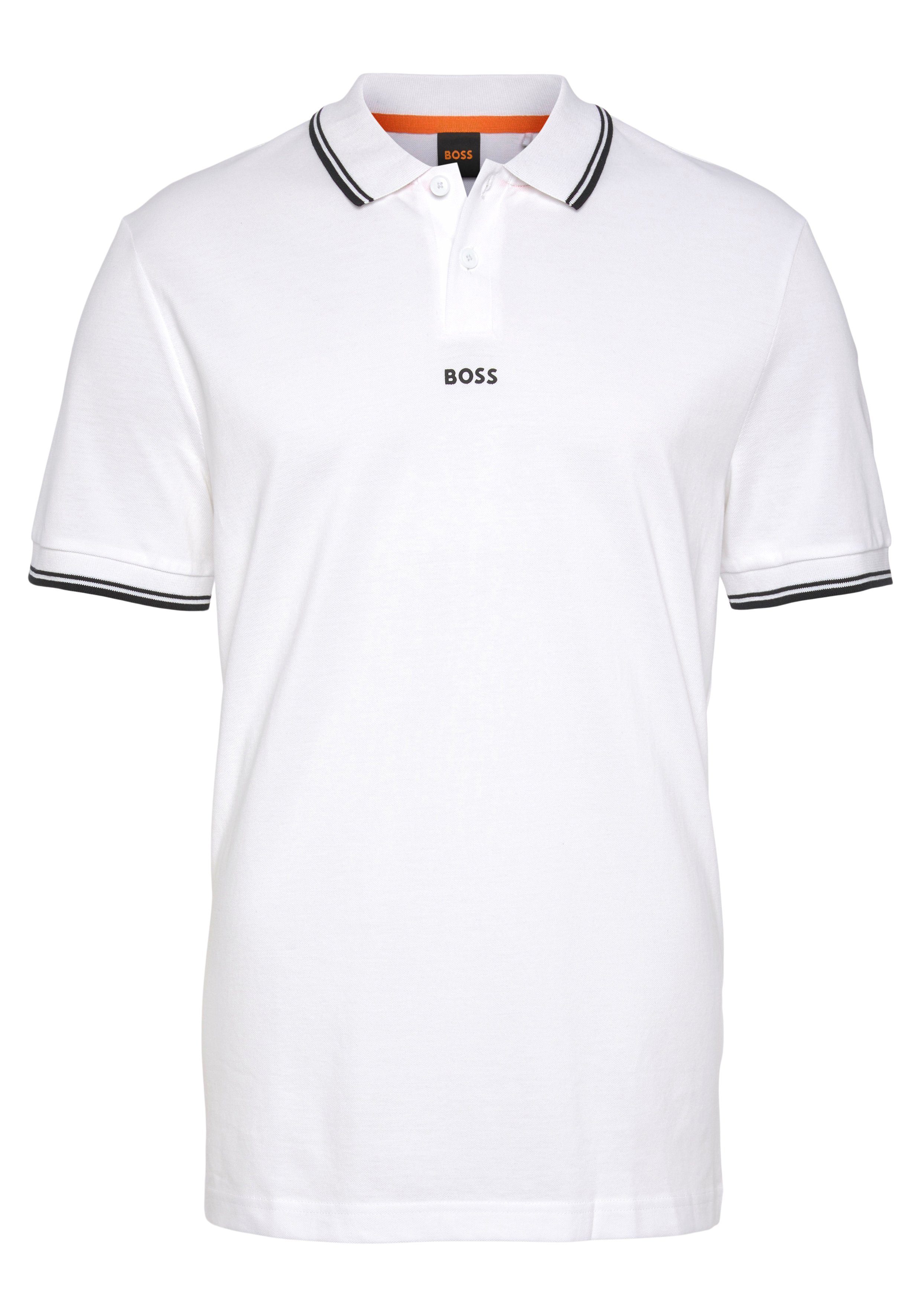 ORANGE mit Logo BOSS weiß Poloshirt gedrucktem PChup