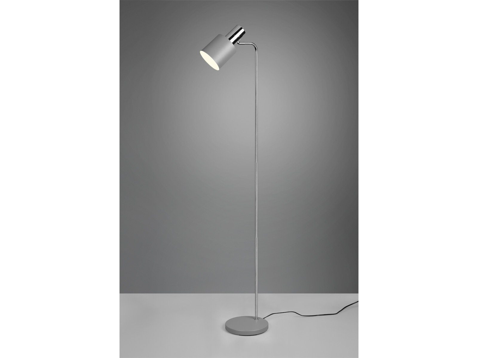 wechselbar, Grau-Chrom Leselampe Stehlampe, 153cm Warmweiß, Lese-ecke Lampenschirm LED H Grau, schmale für meineWunschleuchte dimmbar mit Dimmfunktion, LED