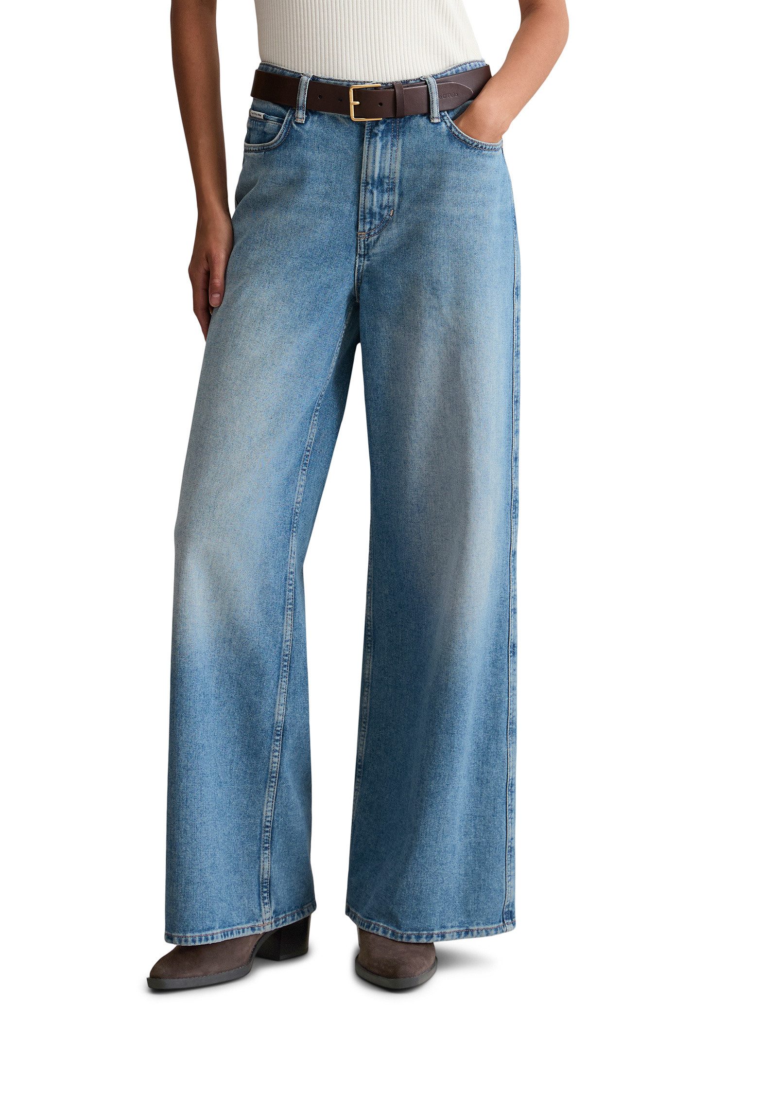 Marc O'Polo DENIM Weite Jeans aus Rigid Denim günstig online kaufen