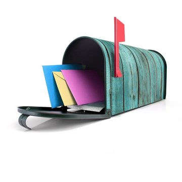 banjado Amerikanischer Briefkasten Mailbox Blaues Holz (Amerikanischer Briefkasten, original aus Mississippi USA), 22 x 17 x 51 cm