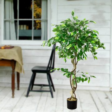 Kunstbaum Kunstpflanze Kunstbaum Künstliche Pflanze Ficus Benjamin 120 cm, Decovego