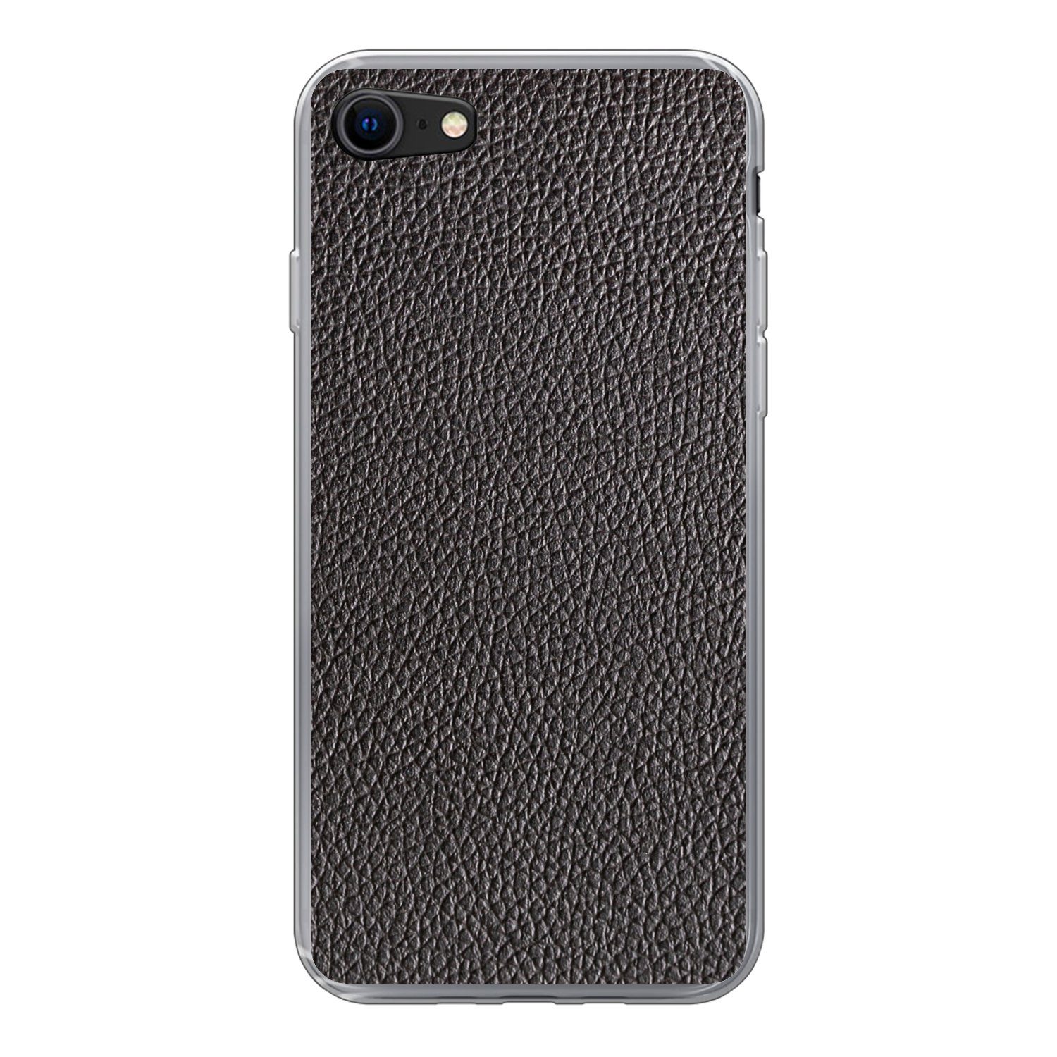 MuchoWow Handyhülle für Apple iPhone 8 Leder - Lederoptik - Schwarz - Hell, Smartphone-Bumper, Print, Handy Schutzhülle Dünn