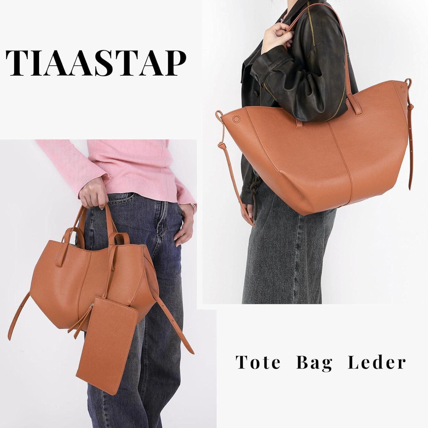 LuxusKollektion Schultertasche Tote Bag Kunstleder Damen Groß Elegante Schultertasche Braun