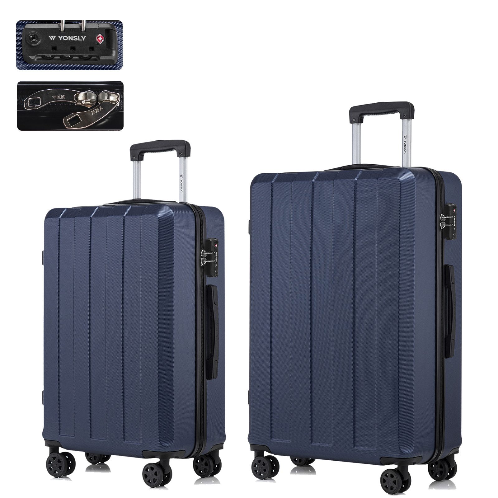 Kofferset Hartschalen-Trolley Reisekoffer mit TSA-Schloss und YKK-Zipper