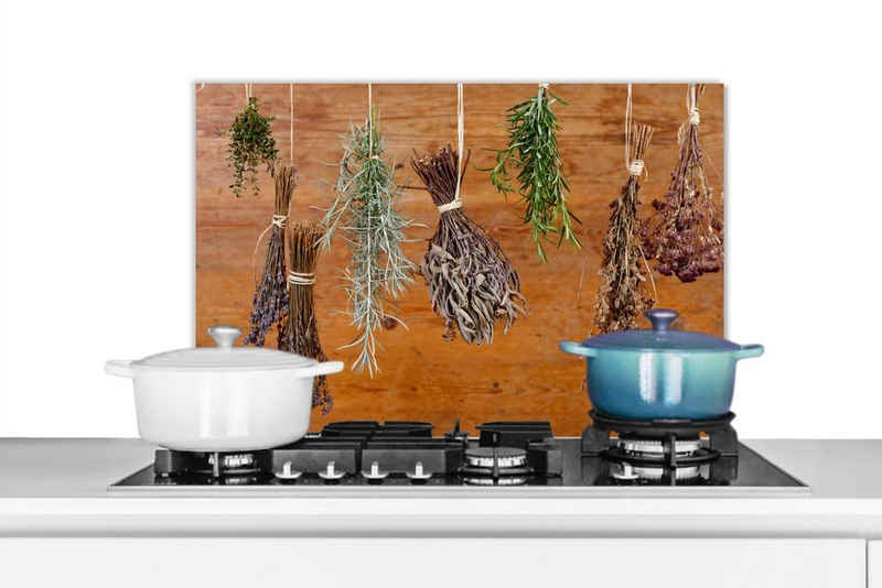 MuchoWow Küchenrückwand Getrocknete Kräuter, (1-tlg), 60x40 cm, Herdblende aus Wandschutz, Temperaturbeständig küchen