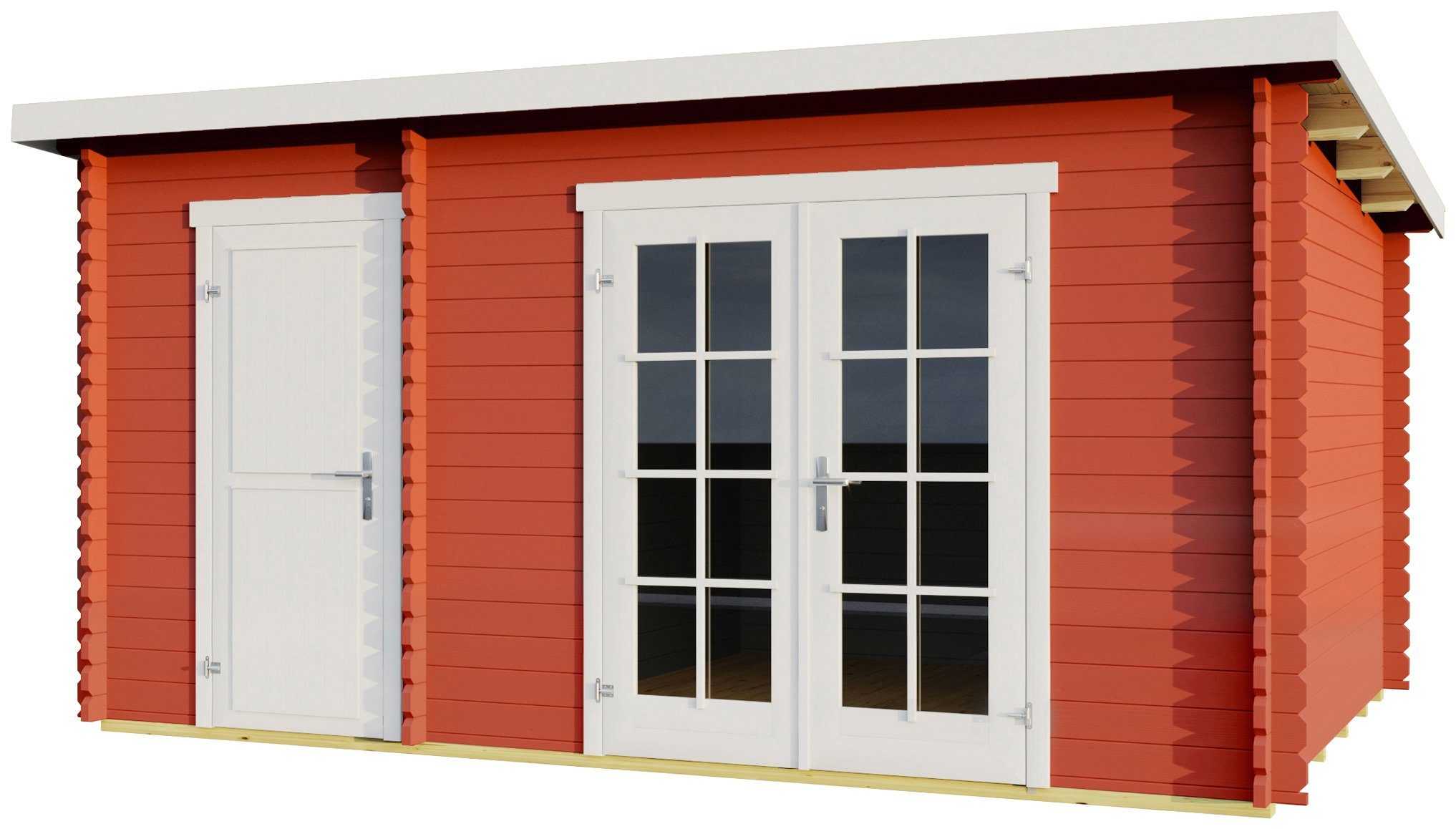 LASITA MAJA Gartenhaus Belmont 1, BxT: 400x270 cm, Blochbohlenhaus 28mm 2-Raum, Fundamentmass 3800x2500, Schwedenrot