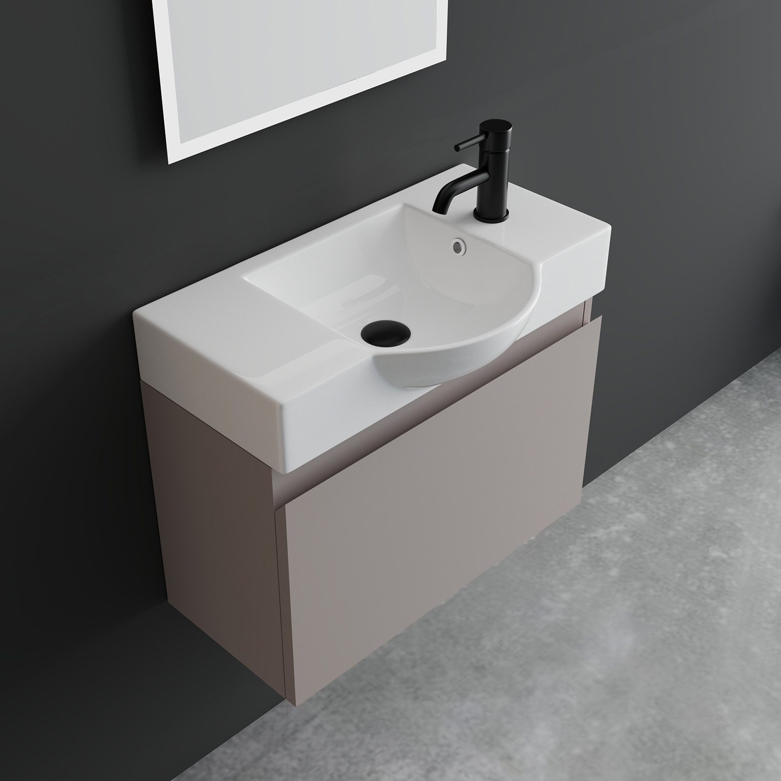 Alpenberger Badmöbel-Set Waschbecken mit Unterschrank 55 cm Breit, (Badezimmermöbel Waschtisch, Badschrank Schmal), Waschbeckenunterschrank mit Softclose, Badezimmermöbel-Set, Badblock