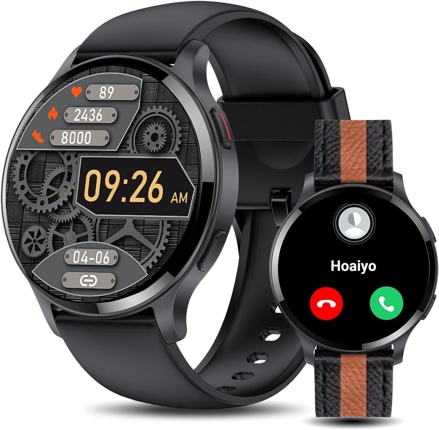 HOAIYO Smartwatch (Android iOS), Herren fitnessuhr armbanduhren sportuhr  mit pulsmesser musiksteuerung