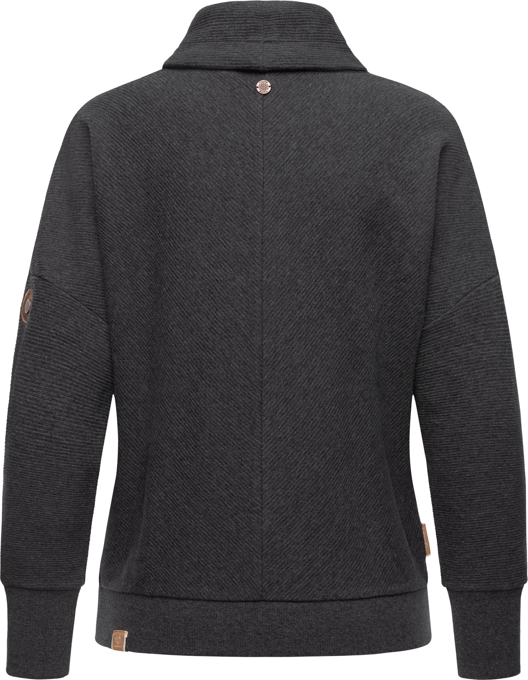 Organic Sweater Oversize-Schnitt in Damen dunkelgrau Hoodie angesagtem Ragwear Balancia Moderner