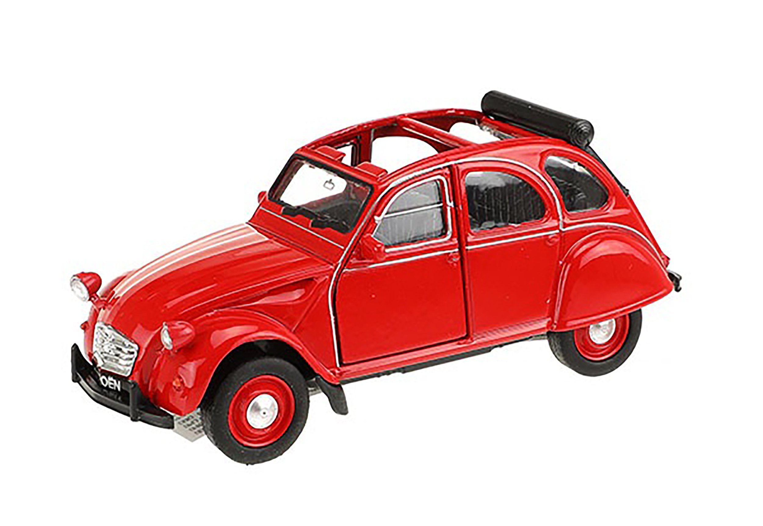 Welly Modellauto CITROEN 2CV "Ente" mit Schiebedach Rückzug Modellauto 62  (Rot auf), Metall Modell Auto Spielzeugauto Fahrzeug Spielzeug Kinder  Geschenk