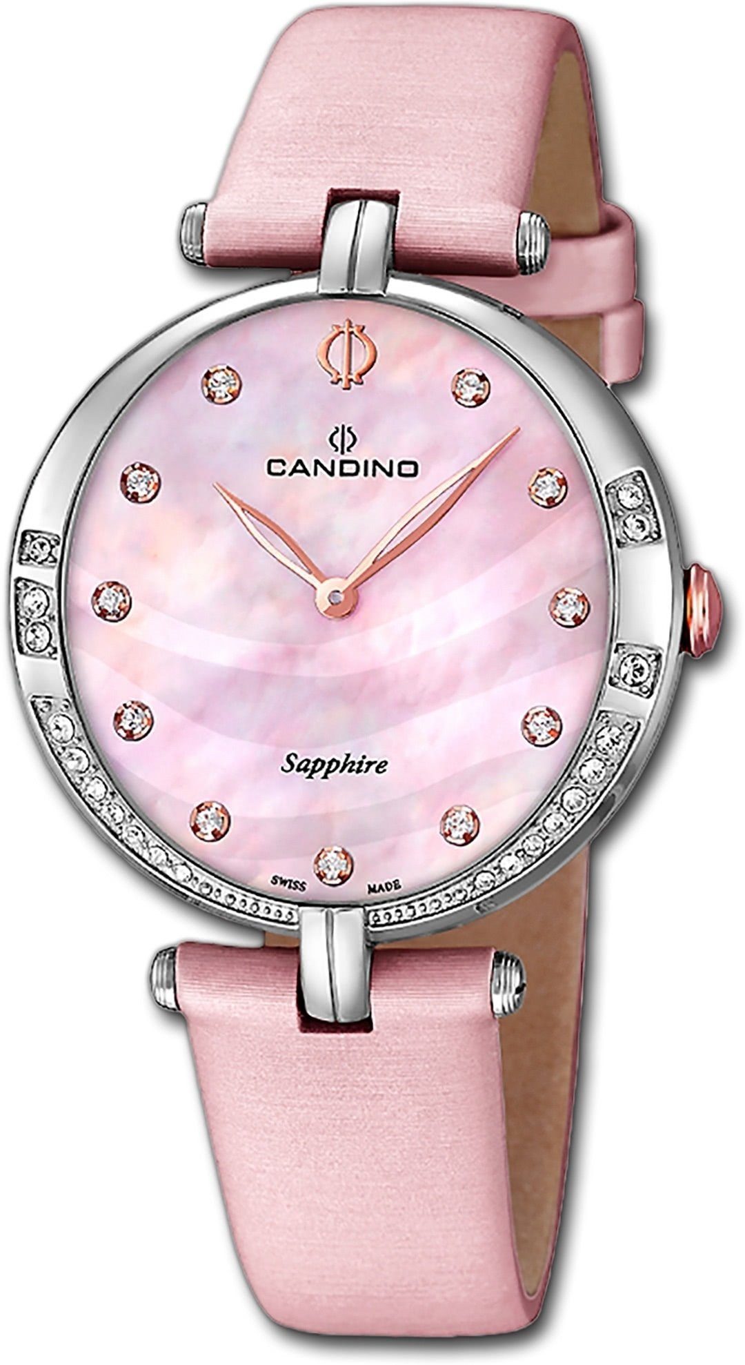 Candino Quarzuhr Candino Damenuhr Elegance C4601/3, Damen Armbanduhr rund, Edelstahlarmband rosa