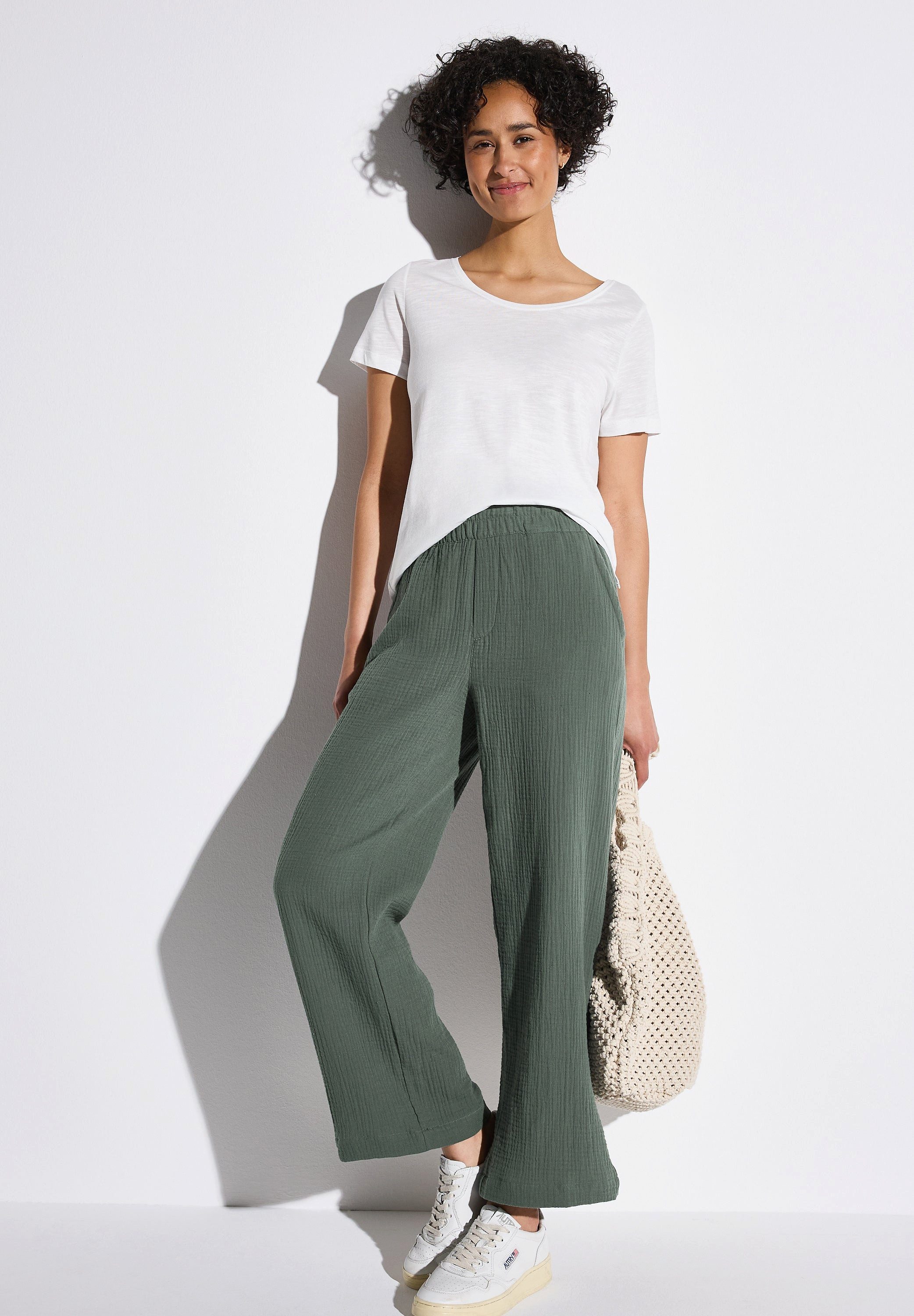 STREET ONE Stoffhose Wide Leg Musselin günstig online kaufen