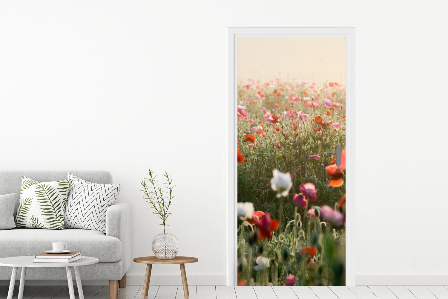 MuchoWow Türtapete Mohn - Farben für (1 cm bedruckt, Tür, 75x205 Türaufkleber, Pastell, St), - Fototapete Matt