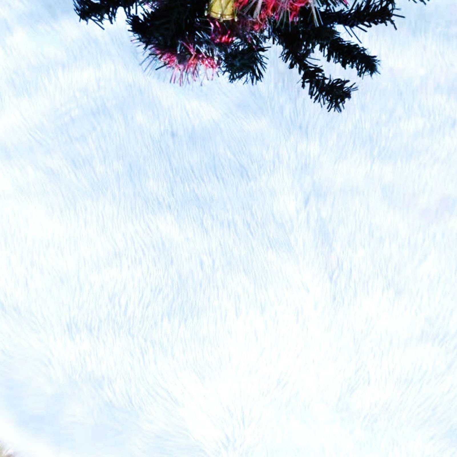 Blusmart Weihnachtsbaumdecke Schneeweißer Plüsch-Weihnachtsbaumrock, Wiederverwendbare white plush