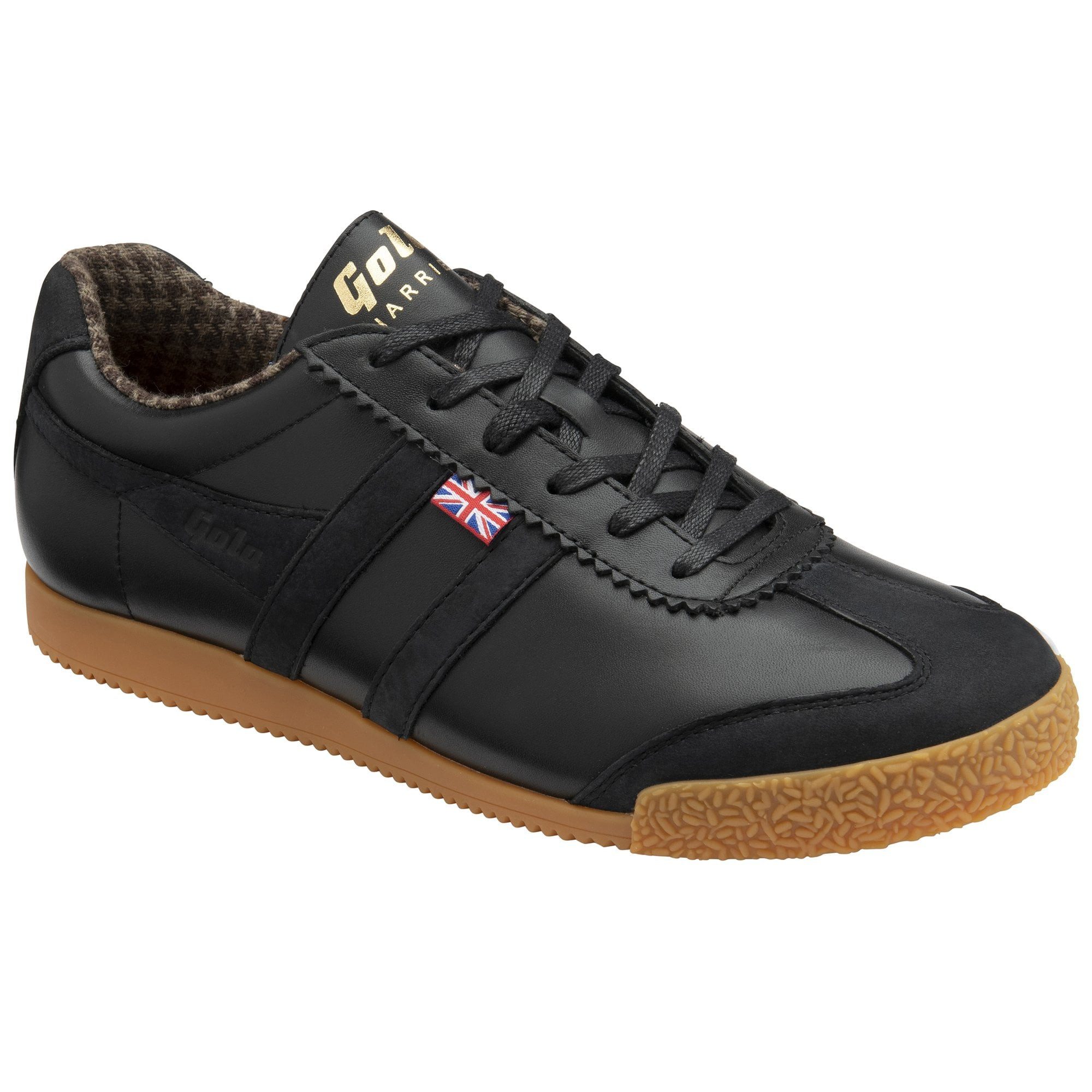 Gola Harrier Tweed (edle Vollederausführung) - Made in England - schwarz Sneaker