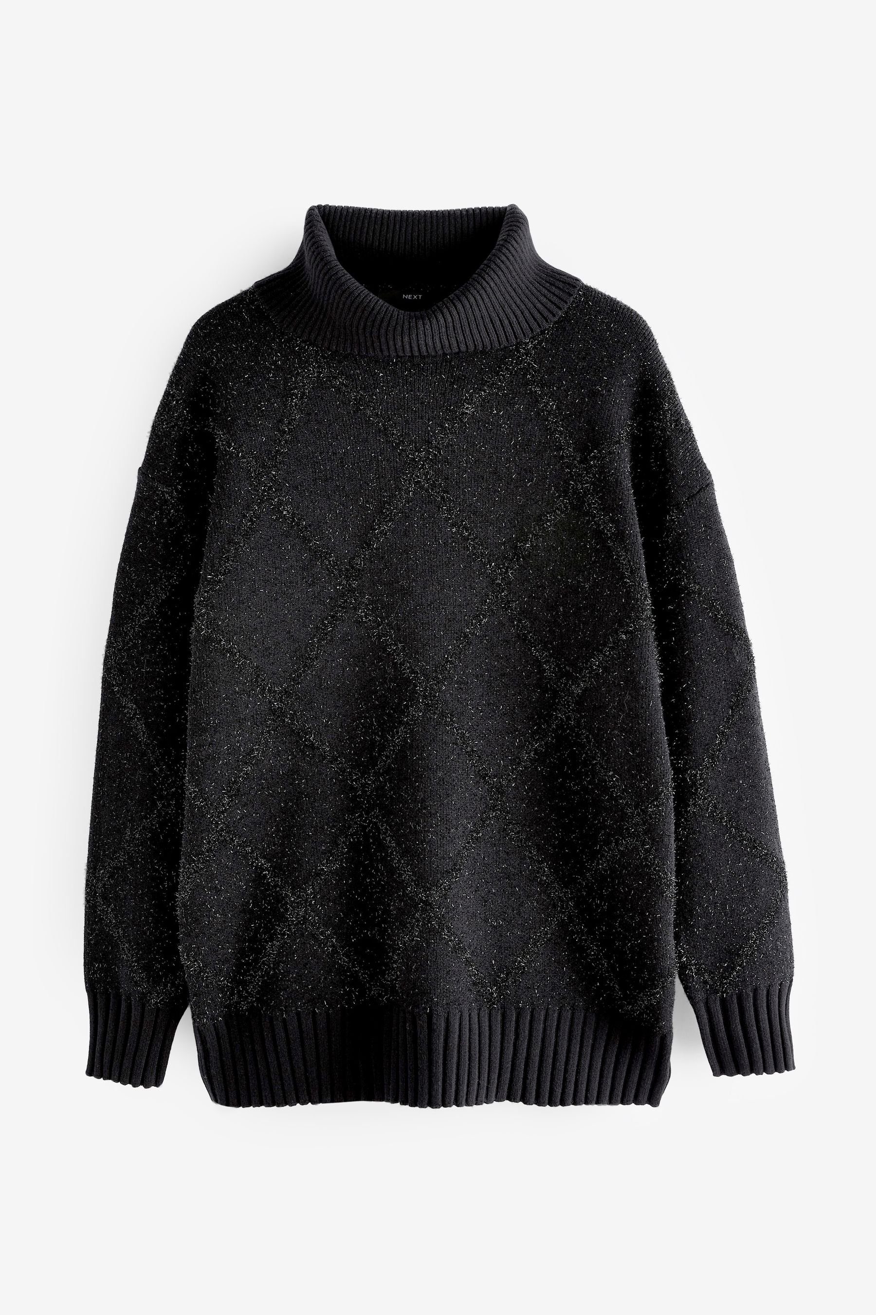 (1-tlg) Rollkragenpullover Rollkragenpullover Glitzernder im Next Black Arglyemuster