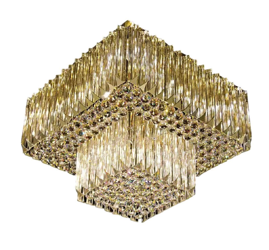 JVmoebel Kronleuchter Kristall Kronleuchter Decke Lampe Wohnzimmer Gold Luxus Beleuchtung, Leuchtmittel wechselbar, Made in Europe