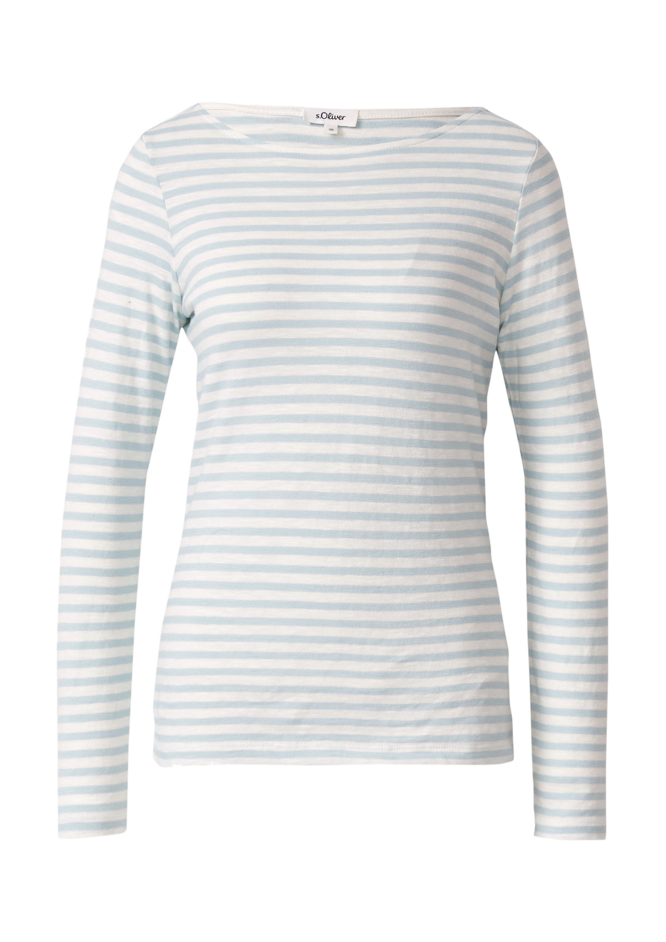 s.Oliver Langarmshirt T-Shirt Longsleeve in Streifen-Optik mit U-Bootausschnitt