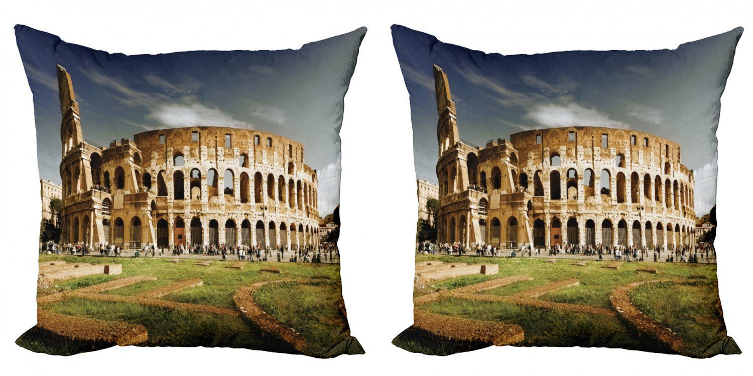 Italien Ruinen Monument Doppelseitiger Abakuhaus Accent (2 Kissenbezüge Modern Stück), Digitaldruck,