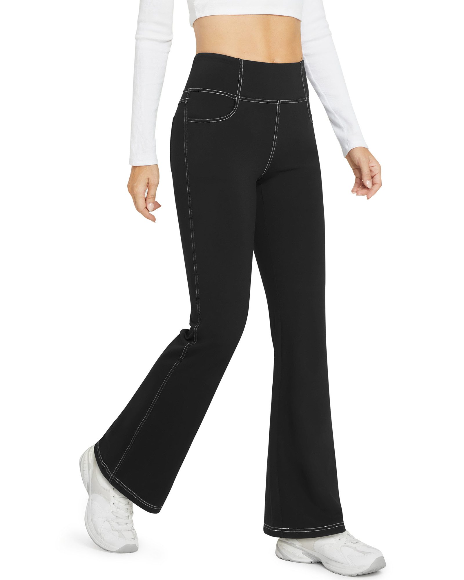 G4Free Schlaghose G4Free Damen Activewear-Hosen Bootcut Jeans Yoga Hosen Hohe Taille Training Schlaghose Fitness Arbeit Sporthose Klein /Regulär /Groß