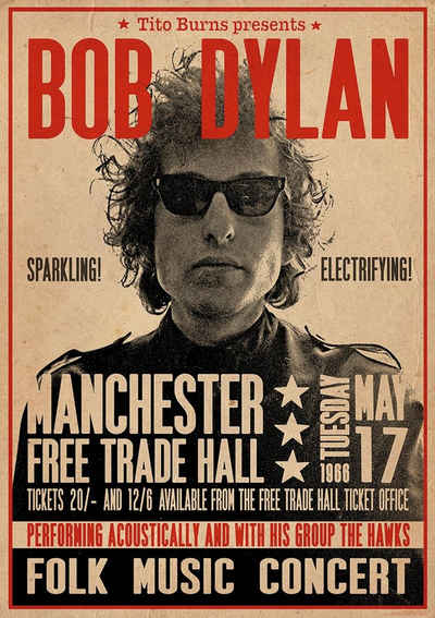 Close Up Poster Bob Dylan Poster Manchester Free Trade Hall 59,5 x 84 cm