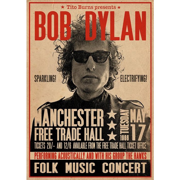 Close Up Poster Bob Dylan Poster Manchester Free Trade Hall 59 5 x 84 cm