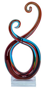 Levandeo® Skulptur, Skulptur H28cm Glas Glasdeko Blau Rot Deko Design Figur Unikat