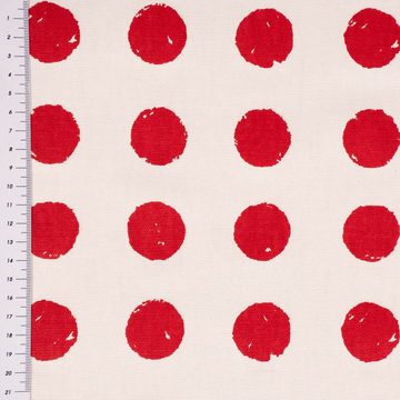 Prestigious Textiles Stoff Panama Dekostoff Baumwollstoff Pop Flame Punkte weiß rot 140cm Breite, pflegeleicht