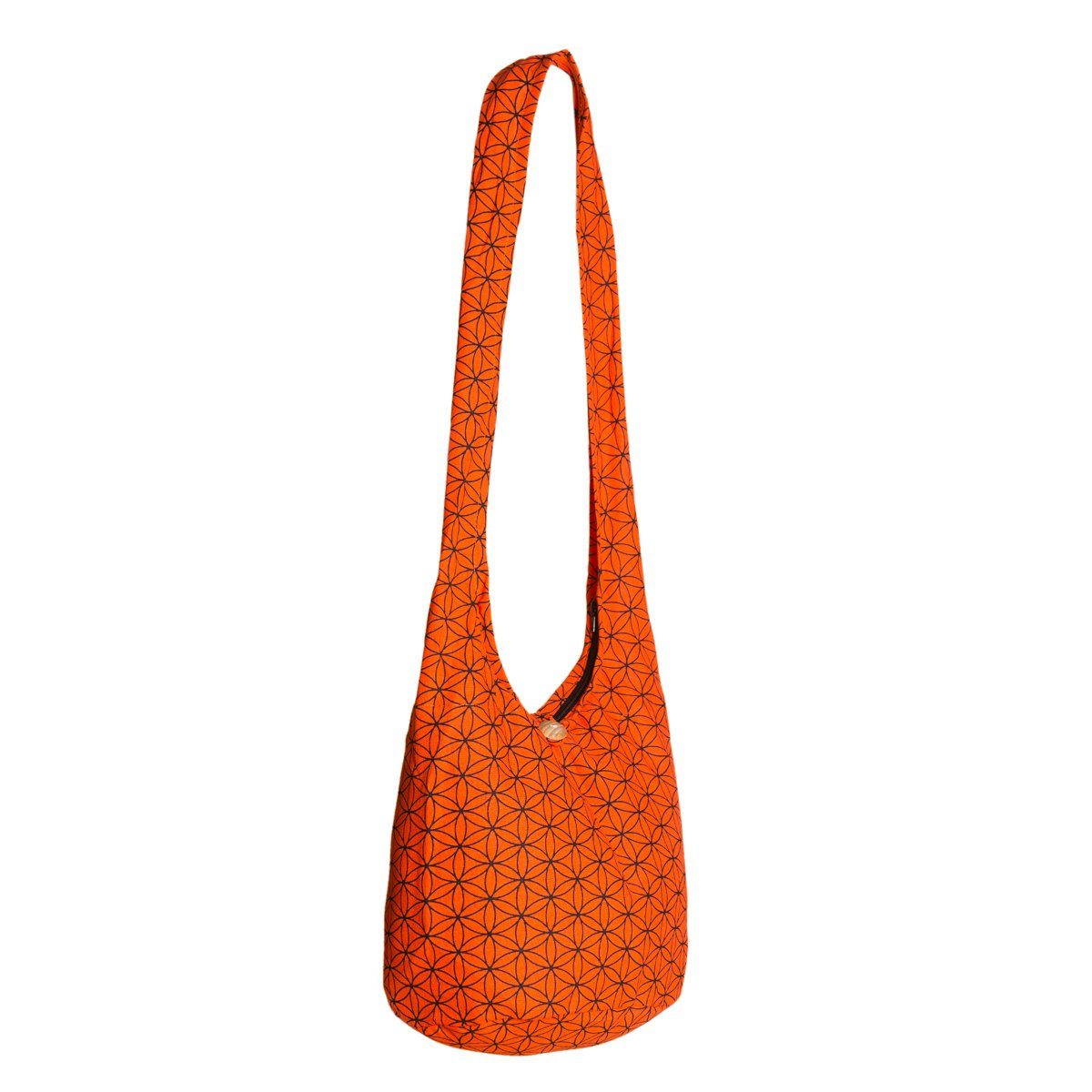 Wickeltasche Handtasche Umhängetasche, 100% Baumwolle Schulterbeutel In PANASIAM auch praktische orange Größen Lebensblume. Beuteltasche als und aus Geometrix geeignet 2 Schultertasche