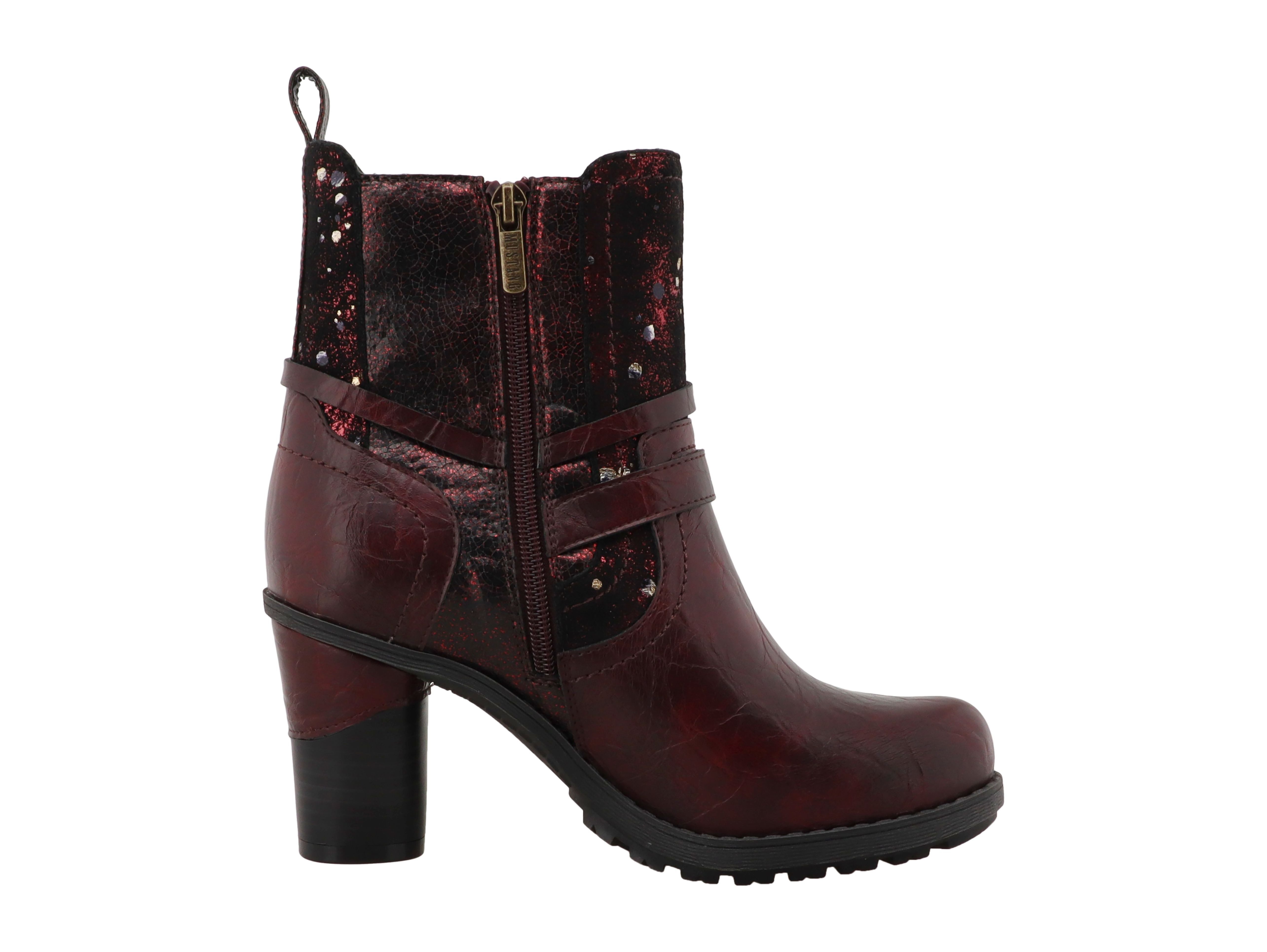 Mustang Shoes Stiefel Stiefelette Blockabsatz, Boots mit Zierreißverschluss und Nieten – Bild 2 von 4
