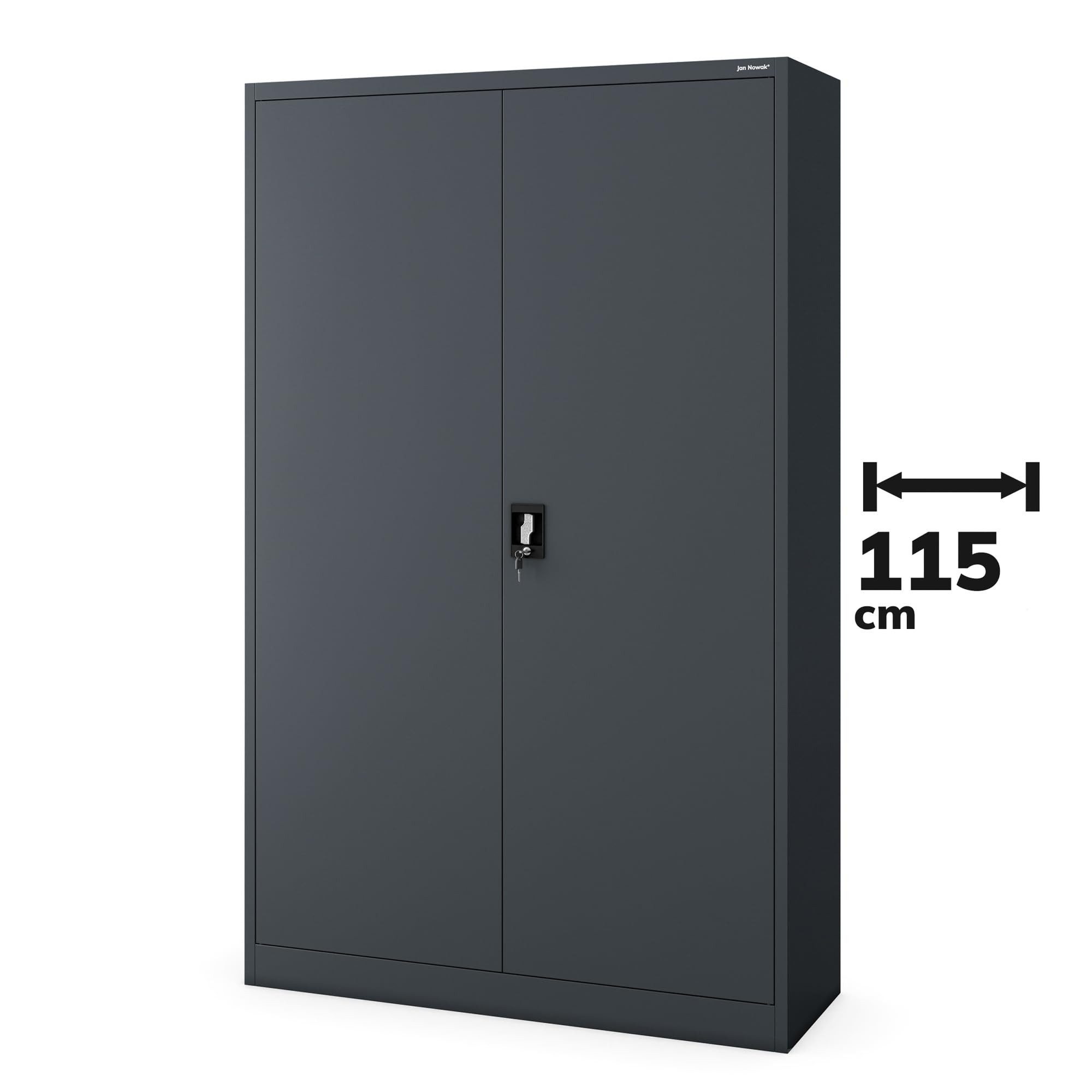 Jan Nowak Aktenschrank Metall Büroschrank abschließbar 115 cm JAN II 5 Böden Stahl (0,6 mm Wandmontage möglich PZH-zertifiziert 11 Farben) Aktenschrank Metall abschließbar 115 cm JAN II 5 Böden Stahl