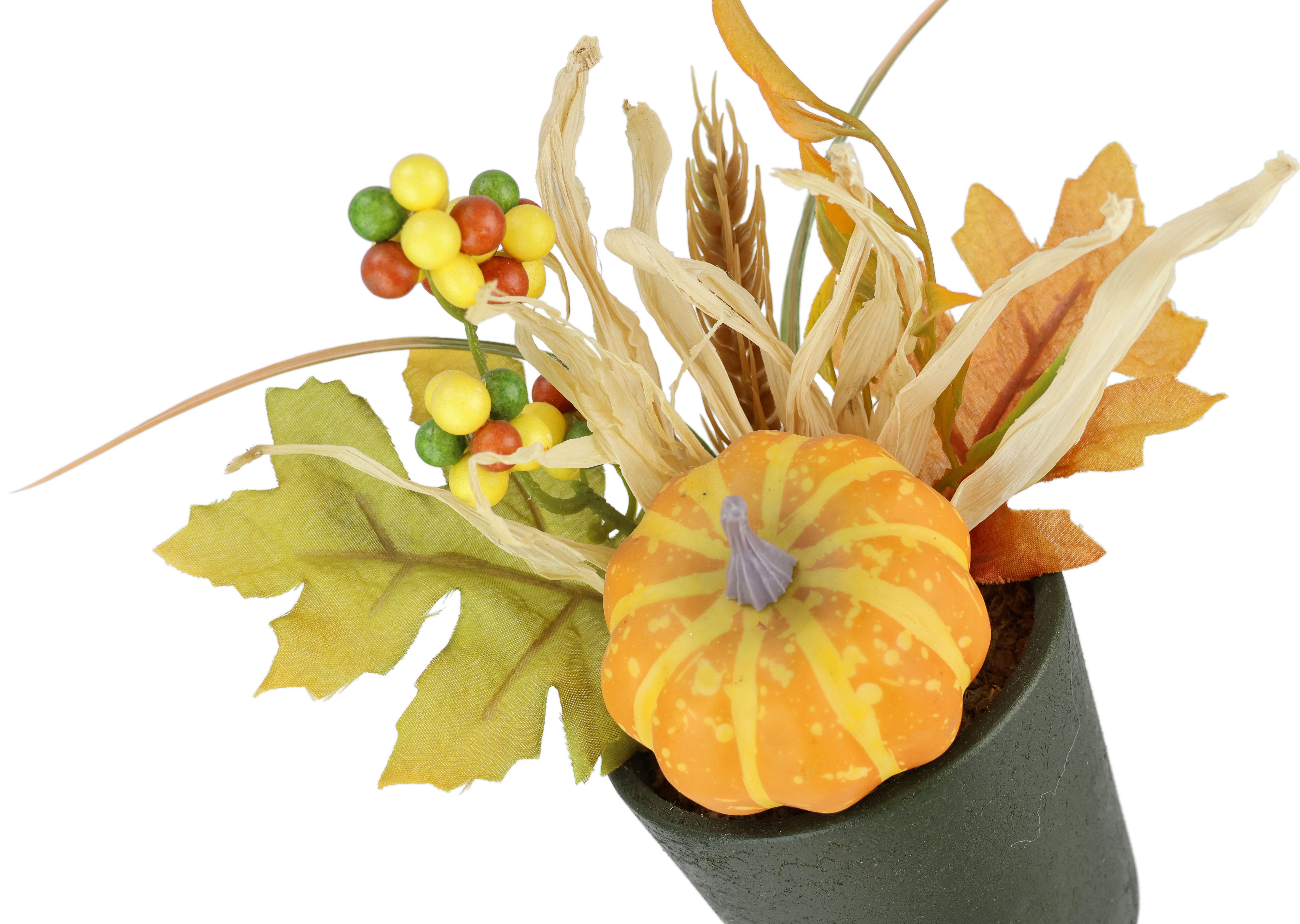 Kunstblume Gesteck Kürbis/Beeren, I.GE.A., Höhe 18 cm, 2er Set im Topf Herbstlaub Dekoblume Herbst-Deko Herbstblume Gesteck – Bild 2 von 5