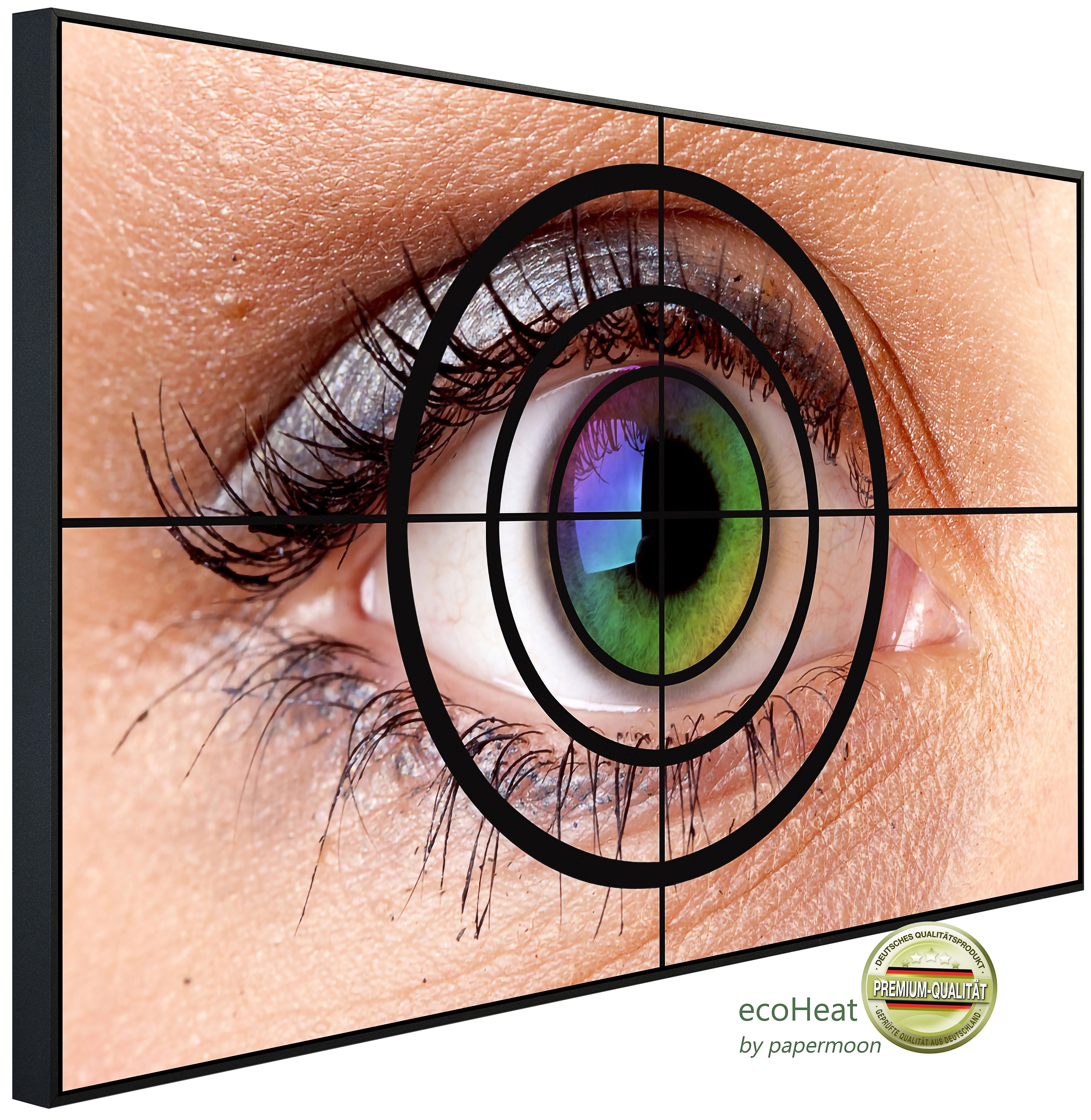 Papermoon Infrarotheizung INFRAROT-BILD-HEIZUNG, Nahaufnahme Auge, TÜV-Rheinland/GS zertifiziert, angenehme Strahlungswärme