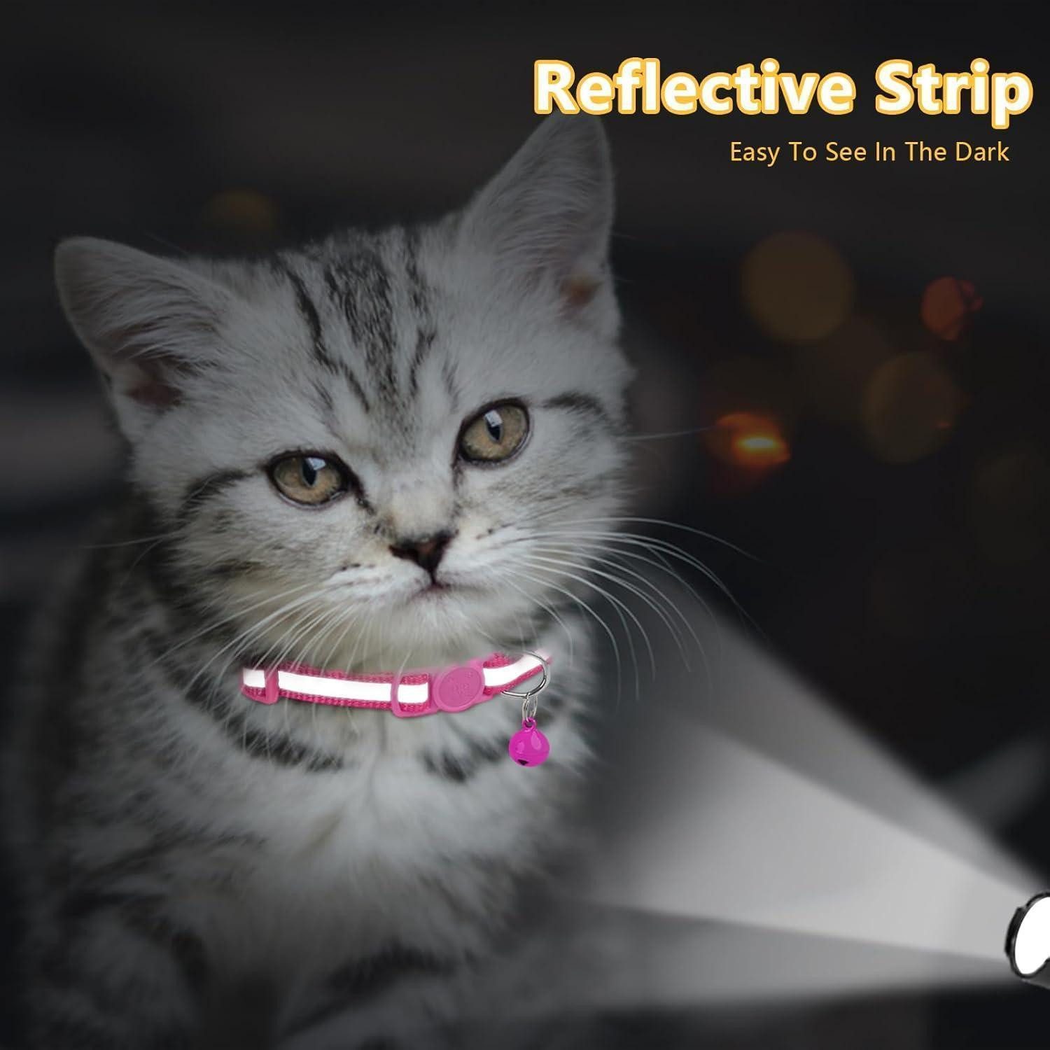 LuxusKollektion Katzen-Halsband Katzenhalsband reflektierend 15-20cm (2er Pack) Hotpink