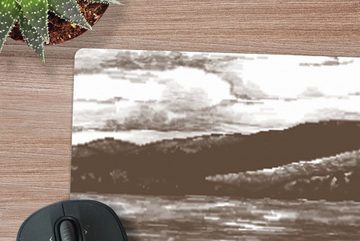MuchoWow Gaming Mauspad Boot - Meer - Angelrute (1-St), Mousepad mit Rutschfester Unterseite, Gaming, 40x40 cm, XXL, Großes