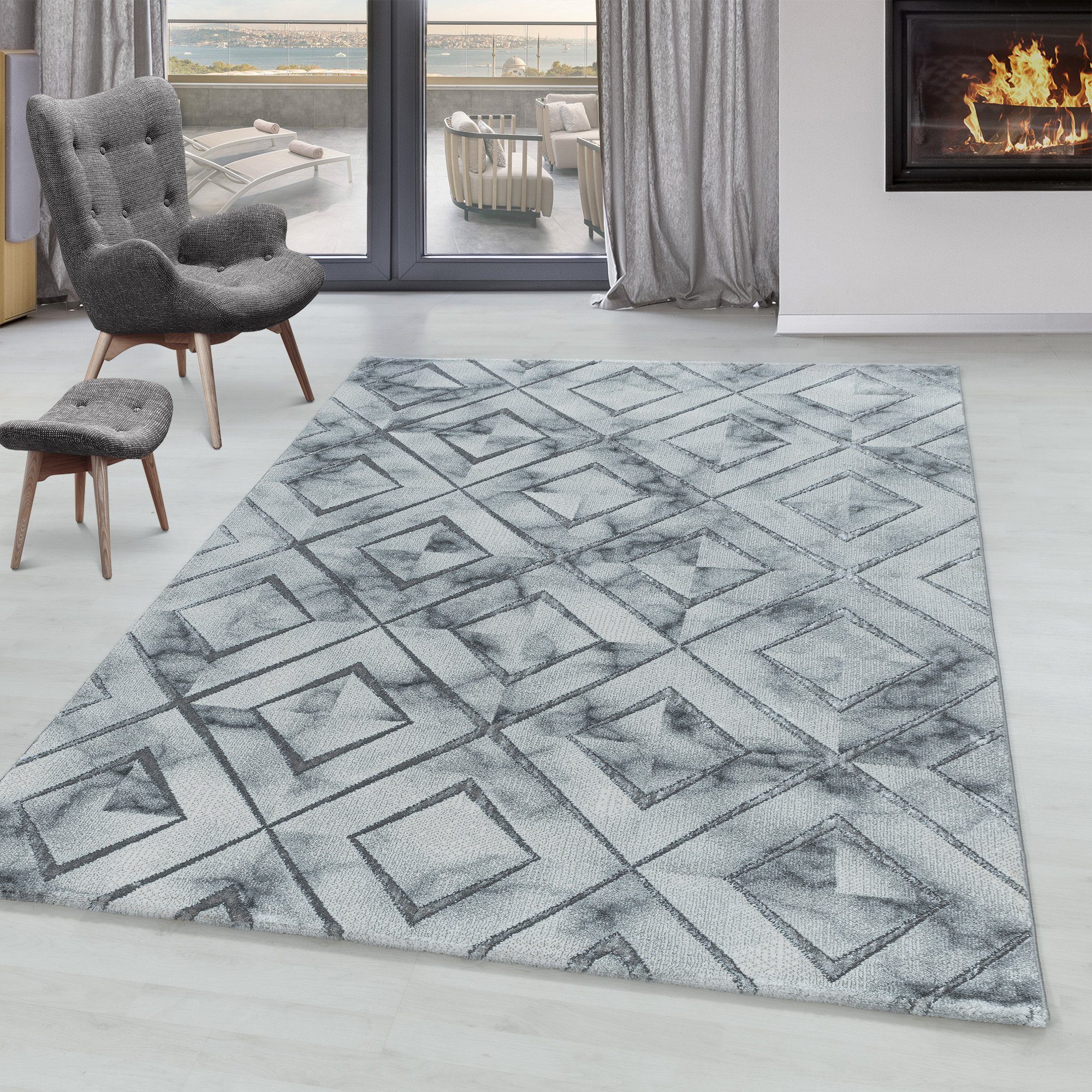 SIMPEX24 Designteppich Marmor Design, Rechteckig, Höhe: günstig online kaufen