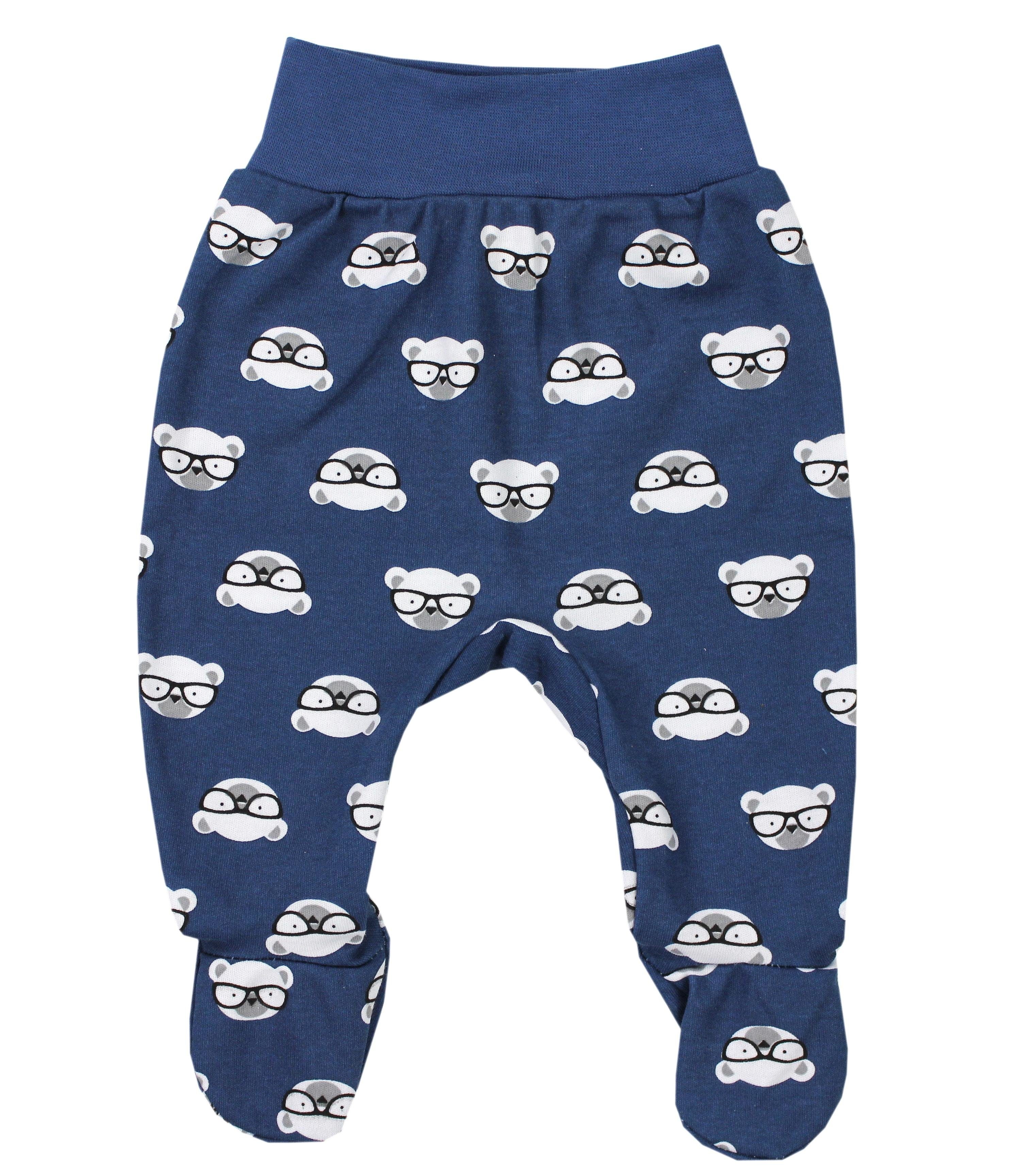 TupTam Erstausstattungspaket Baby Kleidung Set Grau Strampelhose / Bärchen Bekleidungsset mit Brille Body Dunkelblau Mütze