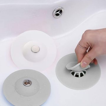 HIBNOPN Waschbeckenstöpsel Badewannenstöpsel, 6 Universal Abflussstopfen, Silikon Abflusssieb, (6 St)