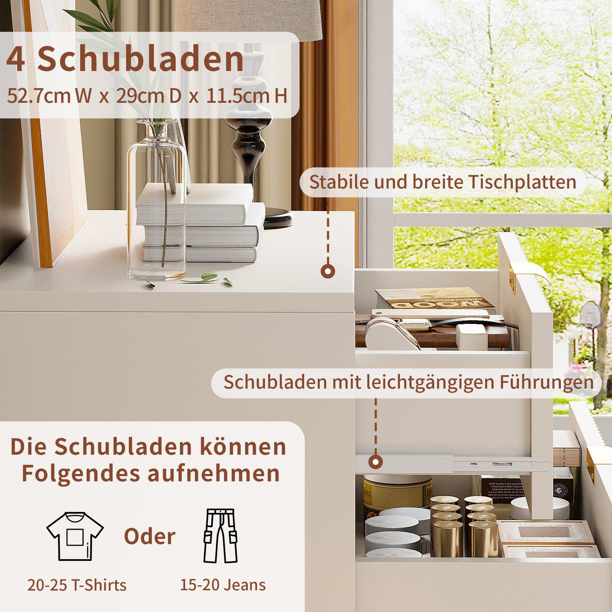 NMCXXO Anrichte Moderner Schubladenschrank mit goldenen Akzenten – Bild 5 von 5
