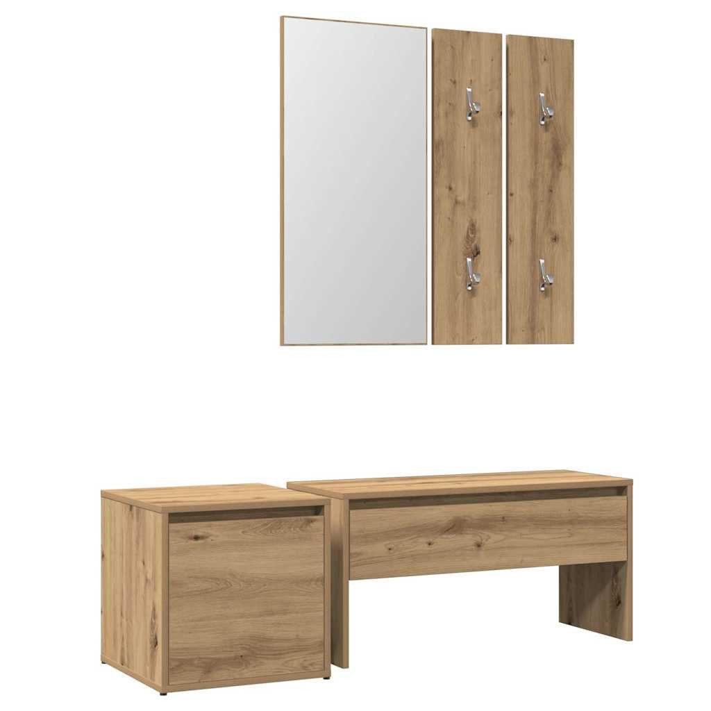 vidaXL Sitzbank Garderoben-Set Artisan-Eiche Holzwerkstoff