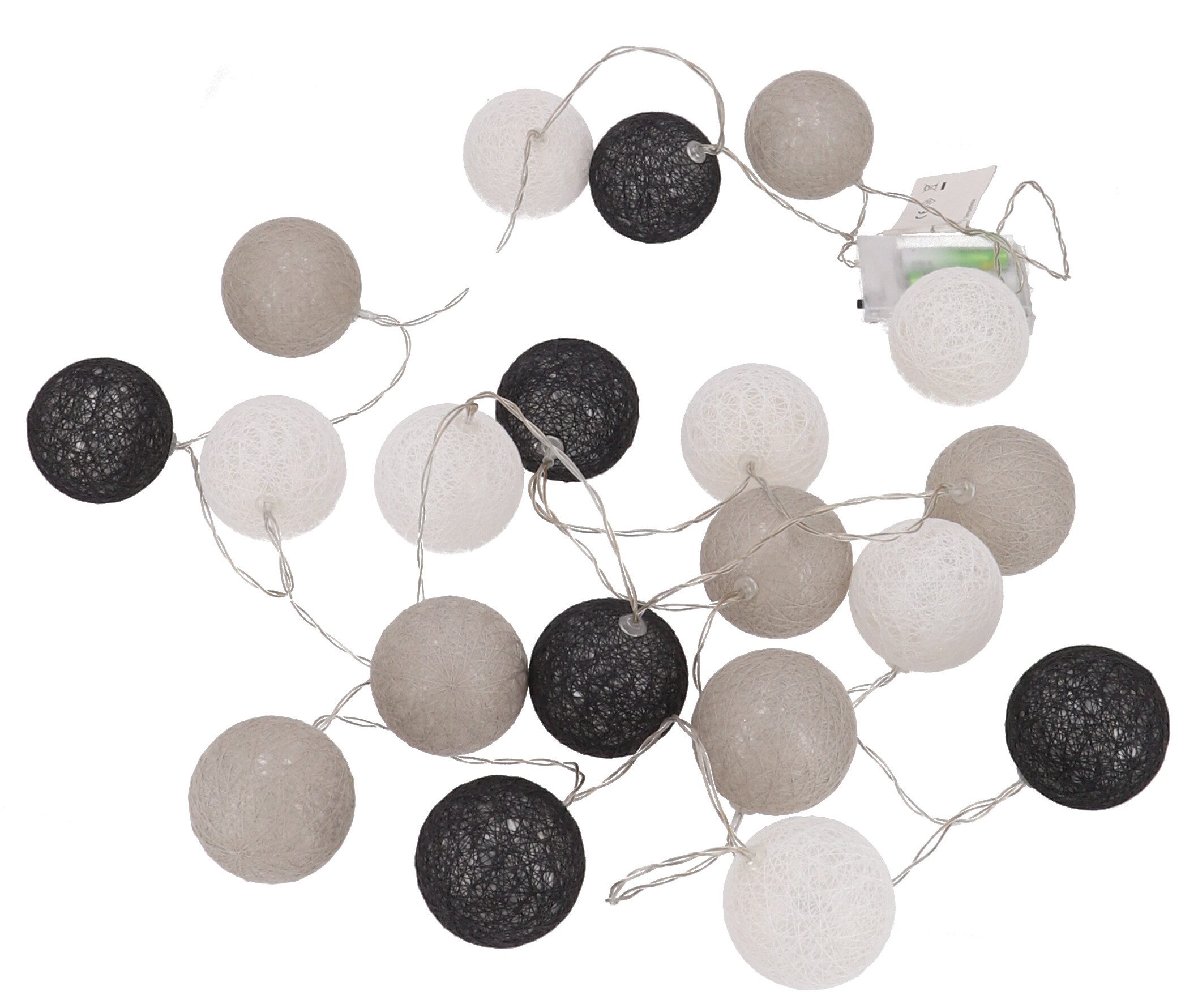 Guru-Shop LED-Lichterkette Stoff Ball Batterielichterkette 3xAA 20`er LED..